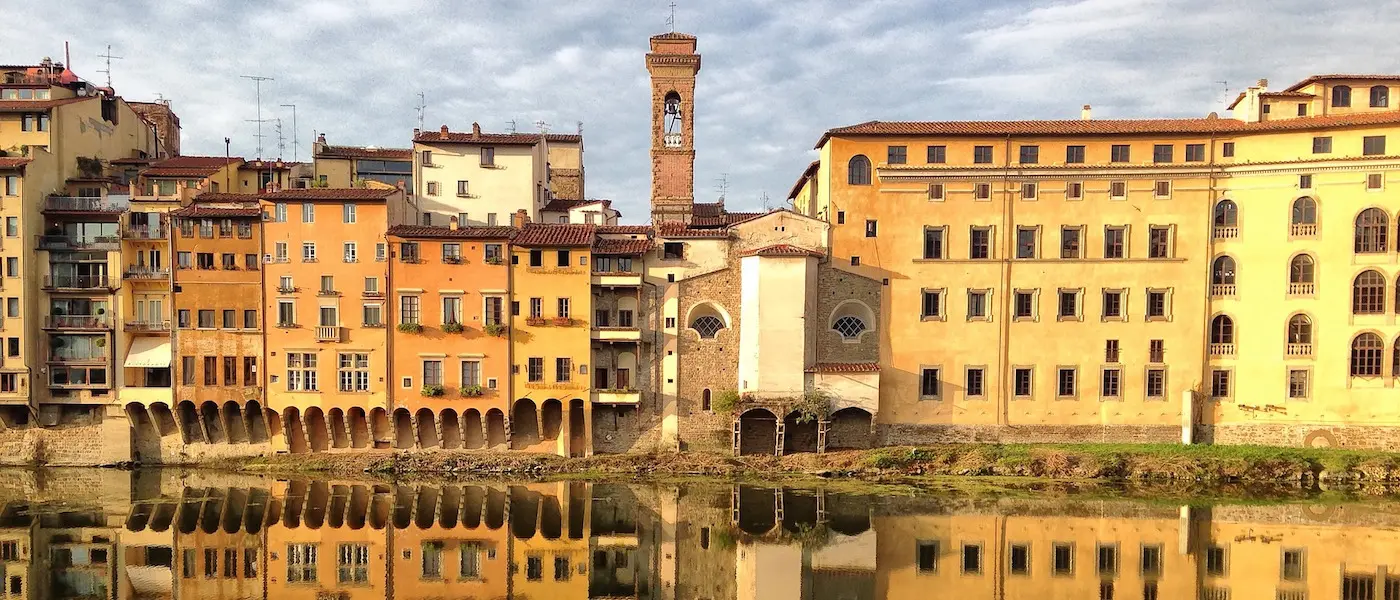 old buildings along a canal in Florence.