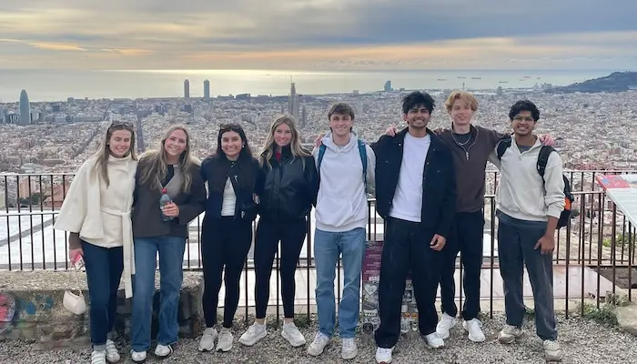 students posing at the Bunkers of Carmel, Barcelona